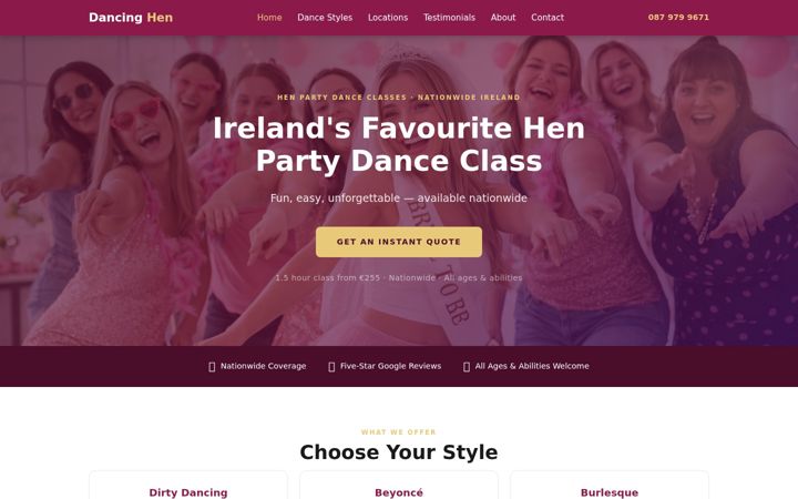 Screenshot di dancinghen.ie