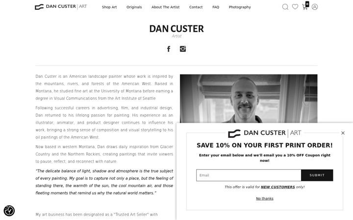 Screenshot of dancusterart.com