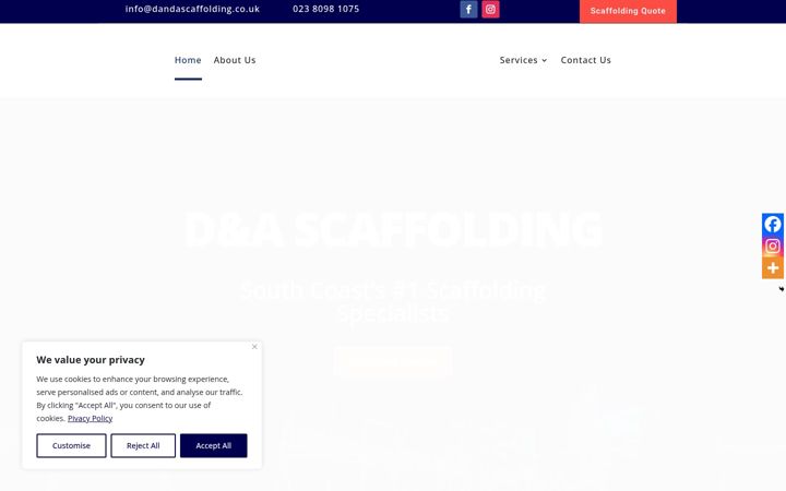 Posnetek zaslona dandascaffolding.co.uk