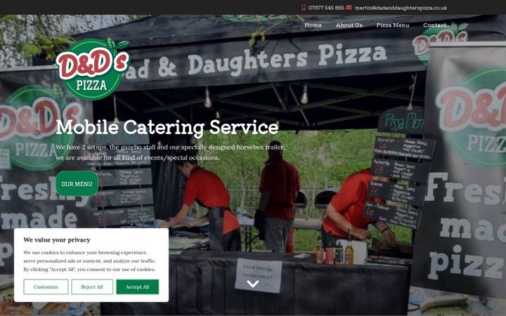 Snímek obrazovky danddpizza.co.uk