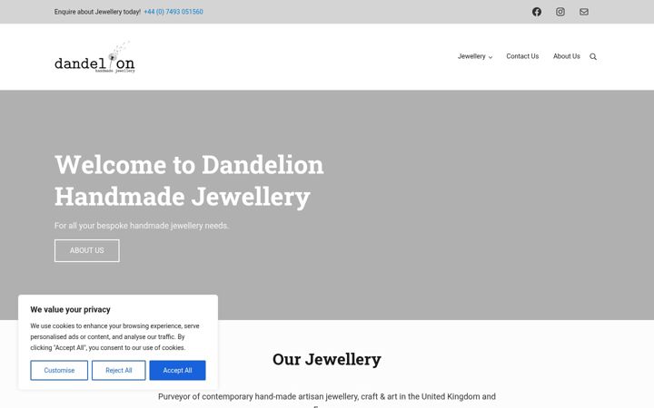Screenshot of dandelionhandmadejewellery.com
