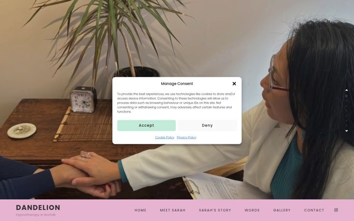 Snímek obrazovky dandelionhypnotherapy.co.uk