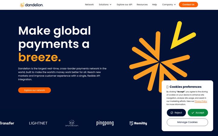 Screenshot of dandelionpayments.com