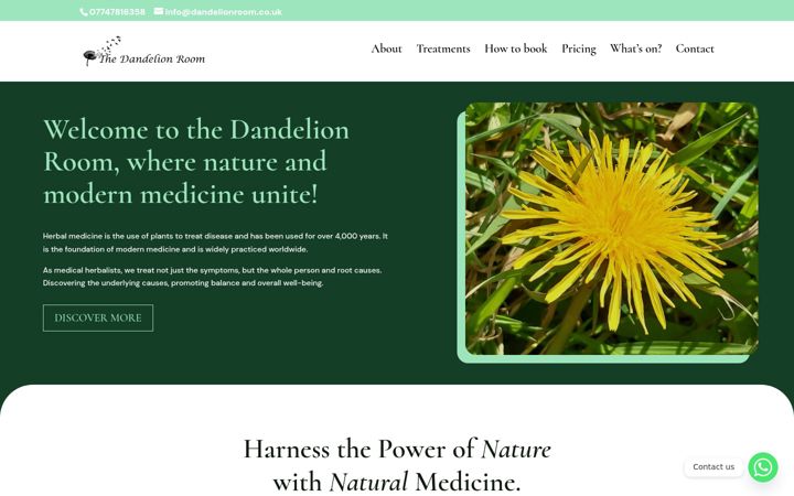 Snímek obrazovky dandelionroom.co.uk