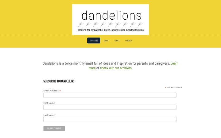 Screenshot of dandelionsnewsletter.com