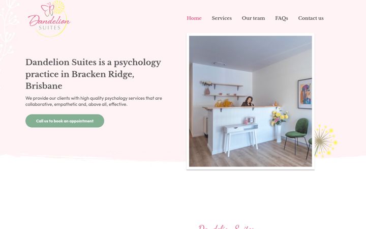 Snímek obrazovky dandelionsuites.org