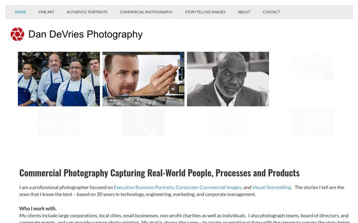 Screenshot of dandevriesphotography.com