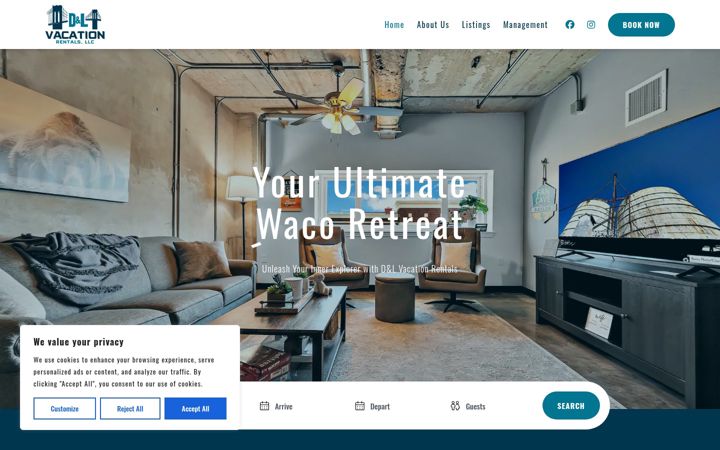 Screenshot of dandlvacationrentals.com