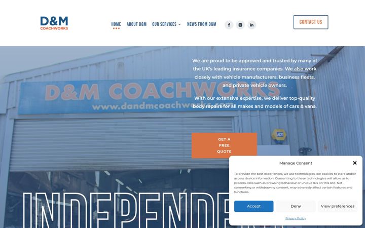 Posnetek zaslona dandmcoachworks.co.uk