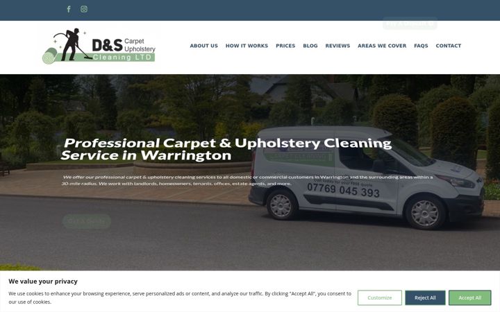 Posnetek zaslona dandscarpetandupholsterycleaning.co.uk