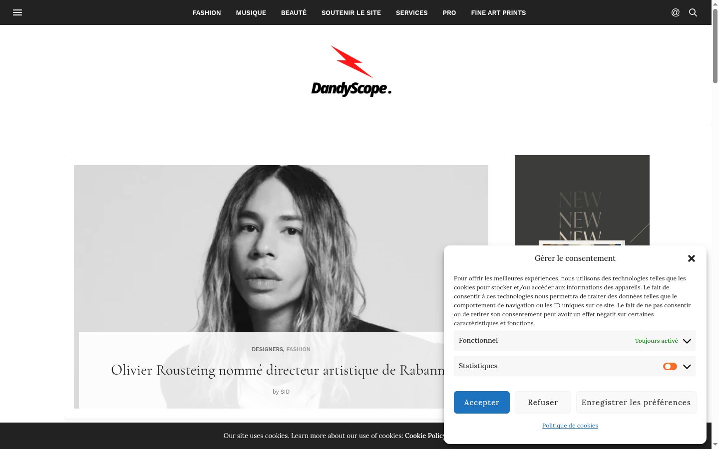 Screenshot tal-banner tal-kunsens muri qabel kwalunkwe interazzjoni