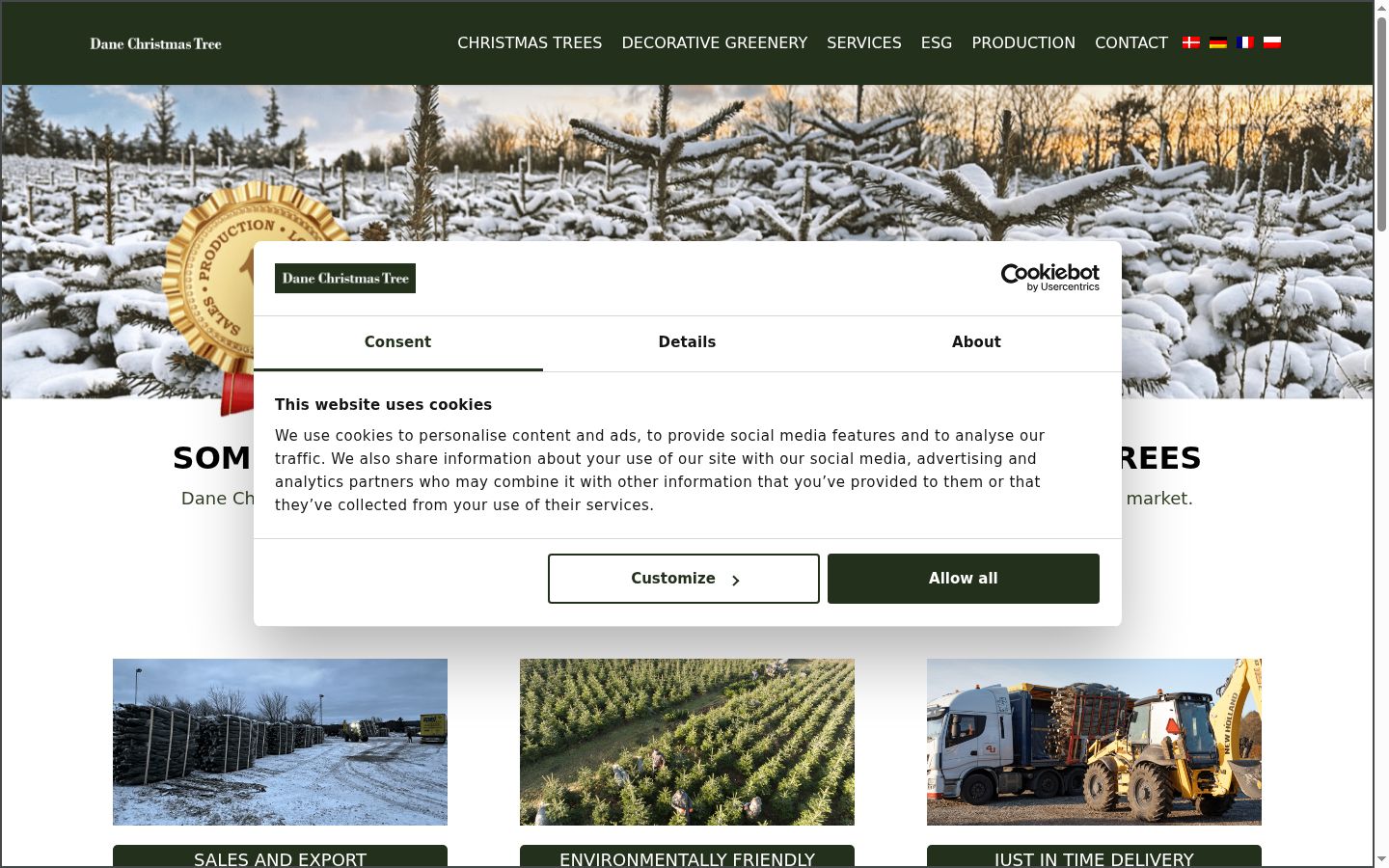 Screenshot of the consent banner shown before any interaction