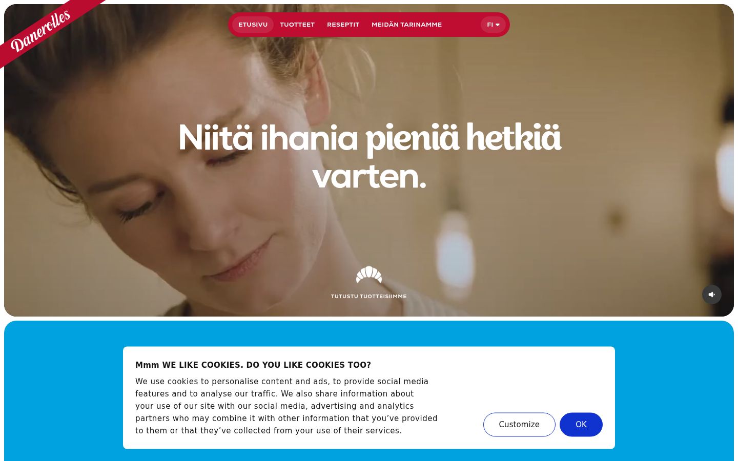 Skærmbillede af samtykkebanneret, som det blev vist før nogen interaktion