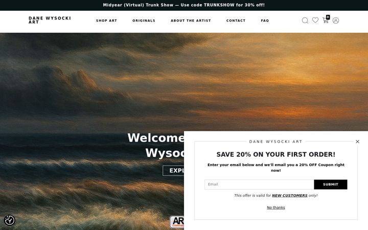 Screenshot of danewysockiart.com