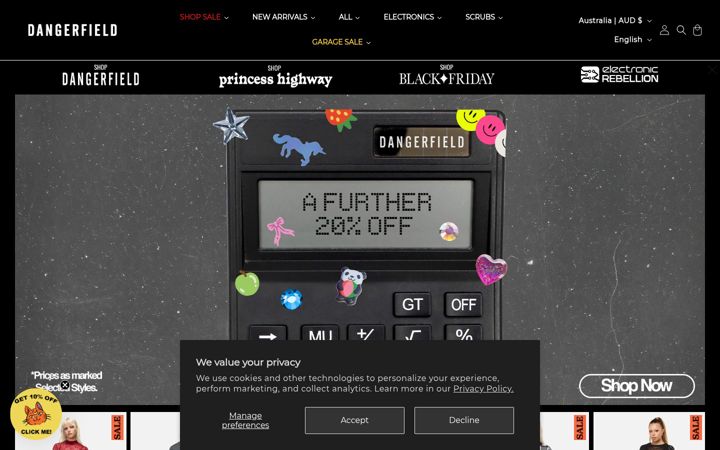 Screenshot of dangerfield.com.au