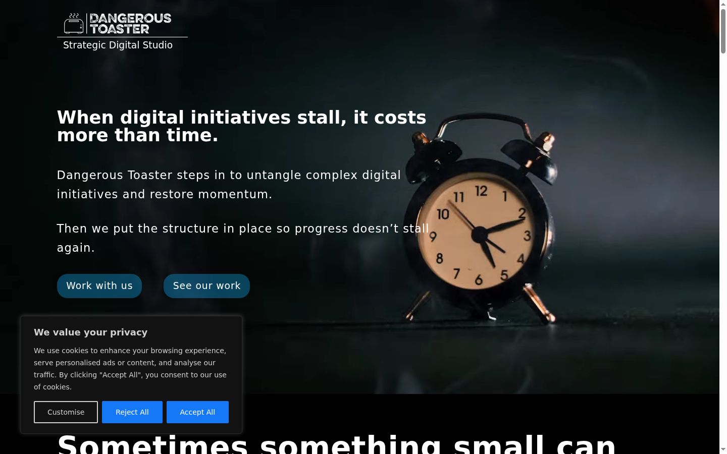 Screenshot of the consent banner shown before any interaction