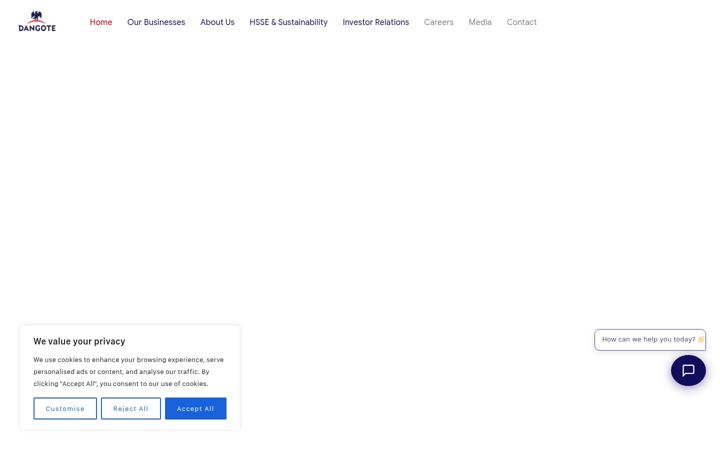 Screenshot of dangote.com
