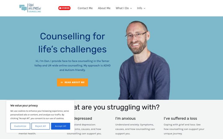 Posnetek zaslona danhildrewcounselling.co.uk