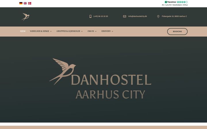 Screenshot stránky danhostelaarhuscity.dk