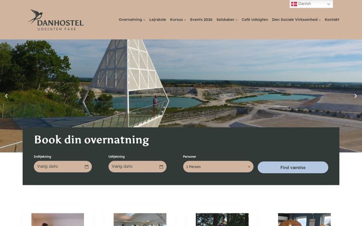 Snímek obrazovky danhostelfaxe.dk