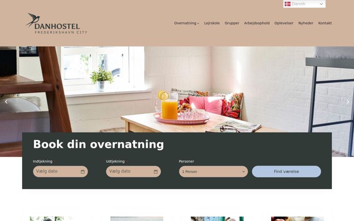 Snímek obrazovky danhostelfrederikshavn.dk