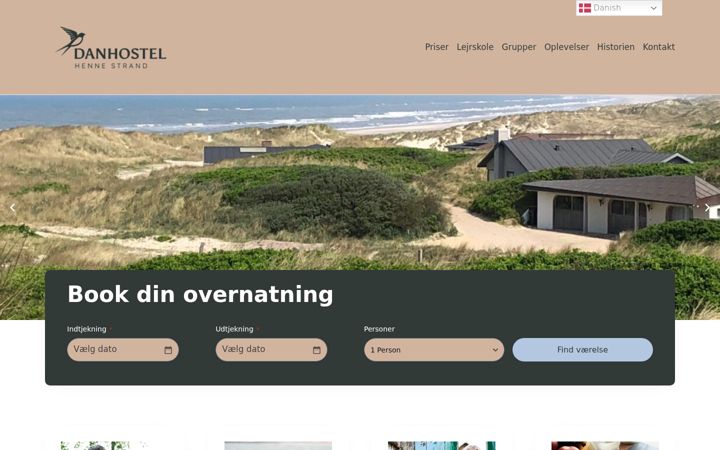 Snímek obrazovky danhostelhennestrand.dk