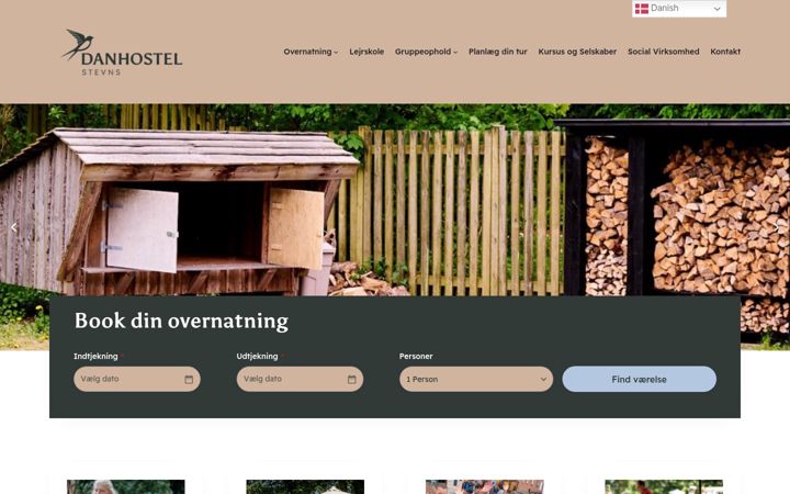 Snímek obrazovky danhostelstevns.dk