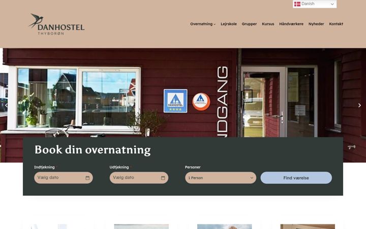 Snímek obrazovky danhostelthyboron.dk