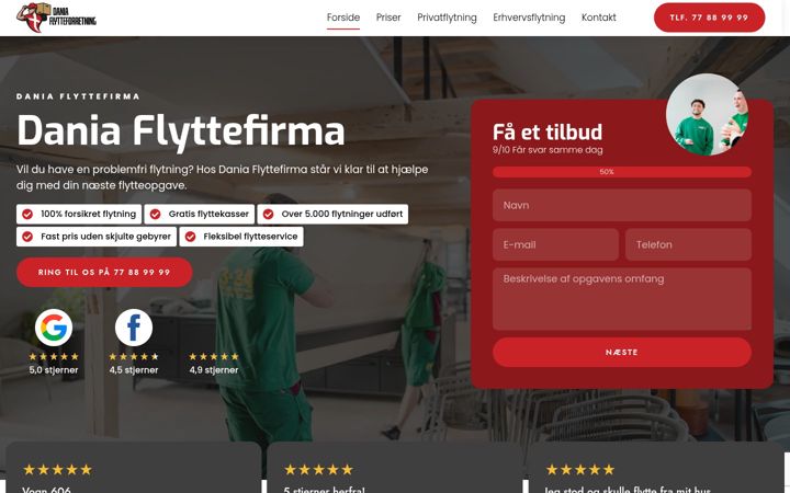 Snímek obrazovky daniaflyttefirma.dk