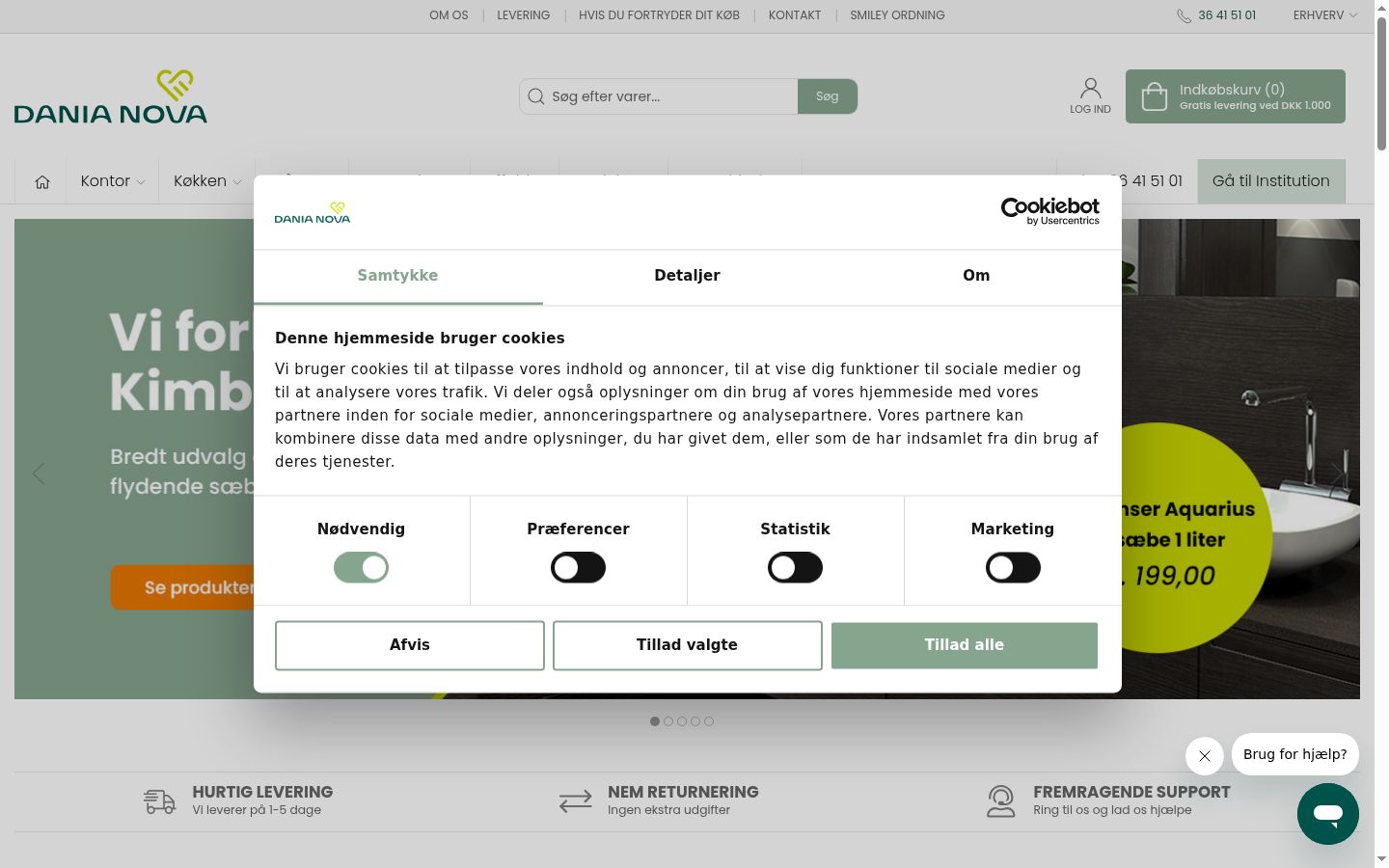 Screenshot del banner di consenso mostrato prima di qualsiasi interazione