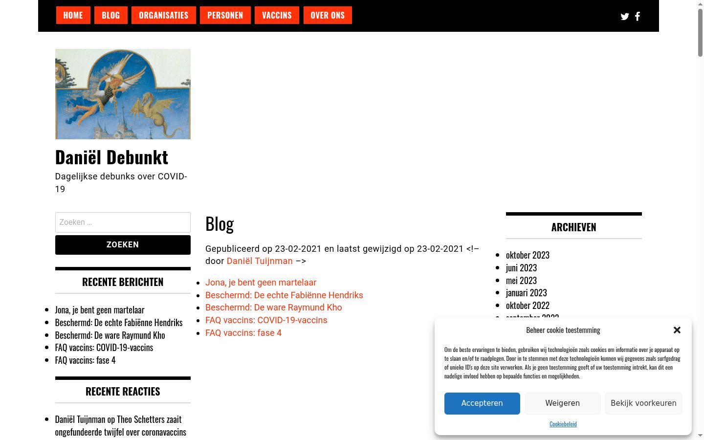 Screenshot des Einwilligungsbanners vor jeglicher Interaktion