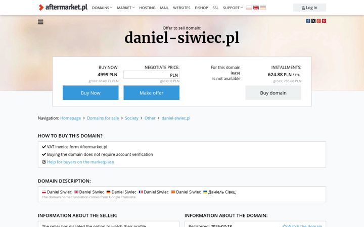 Screenshot του daniel-siwiec.pl