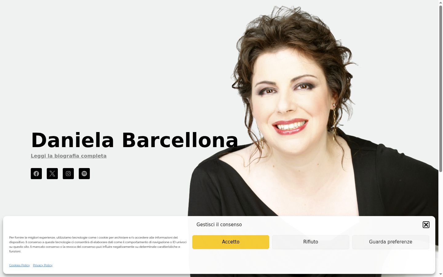 Screenshot del banner di consenso mostrato prima di qualsiasi interazione