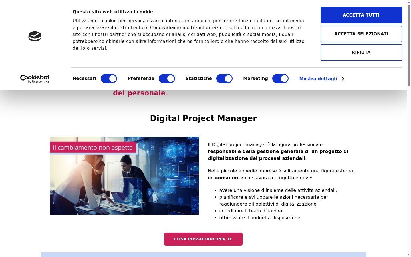 Screenshot del banner di consenso mostrato prima di qualsiasi interazione