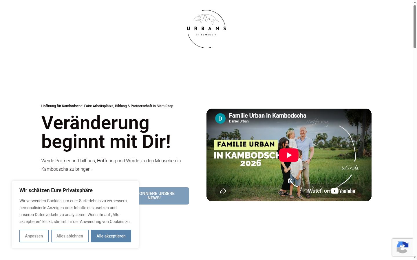 Screenshot des Einwilligungsbanners vor jeglicher Interaktion