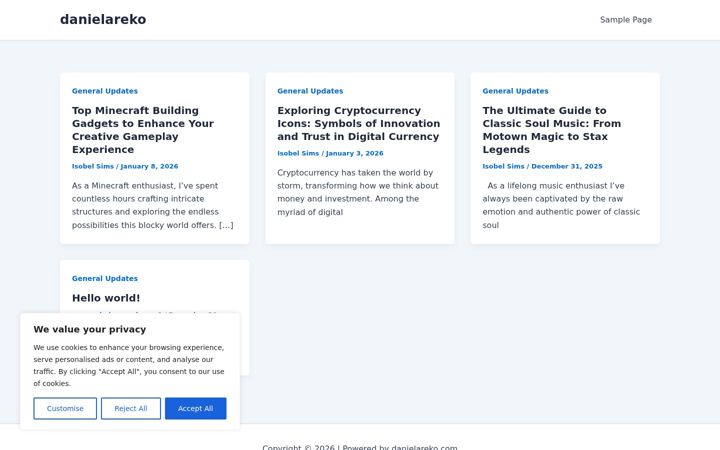 Screenshot of danielareko.com