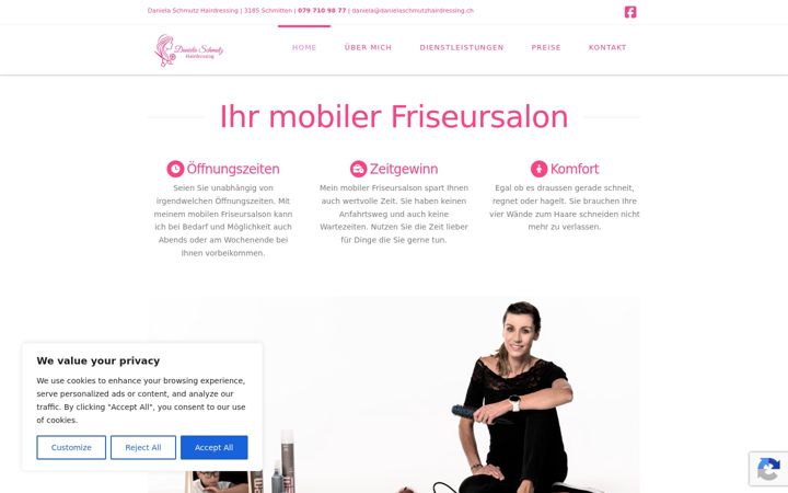 Screenshot of danielaschmutzhairdressing.ch