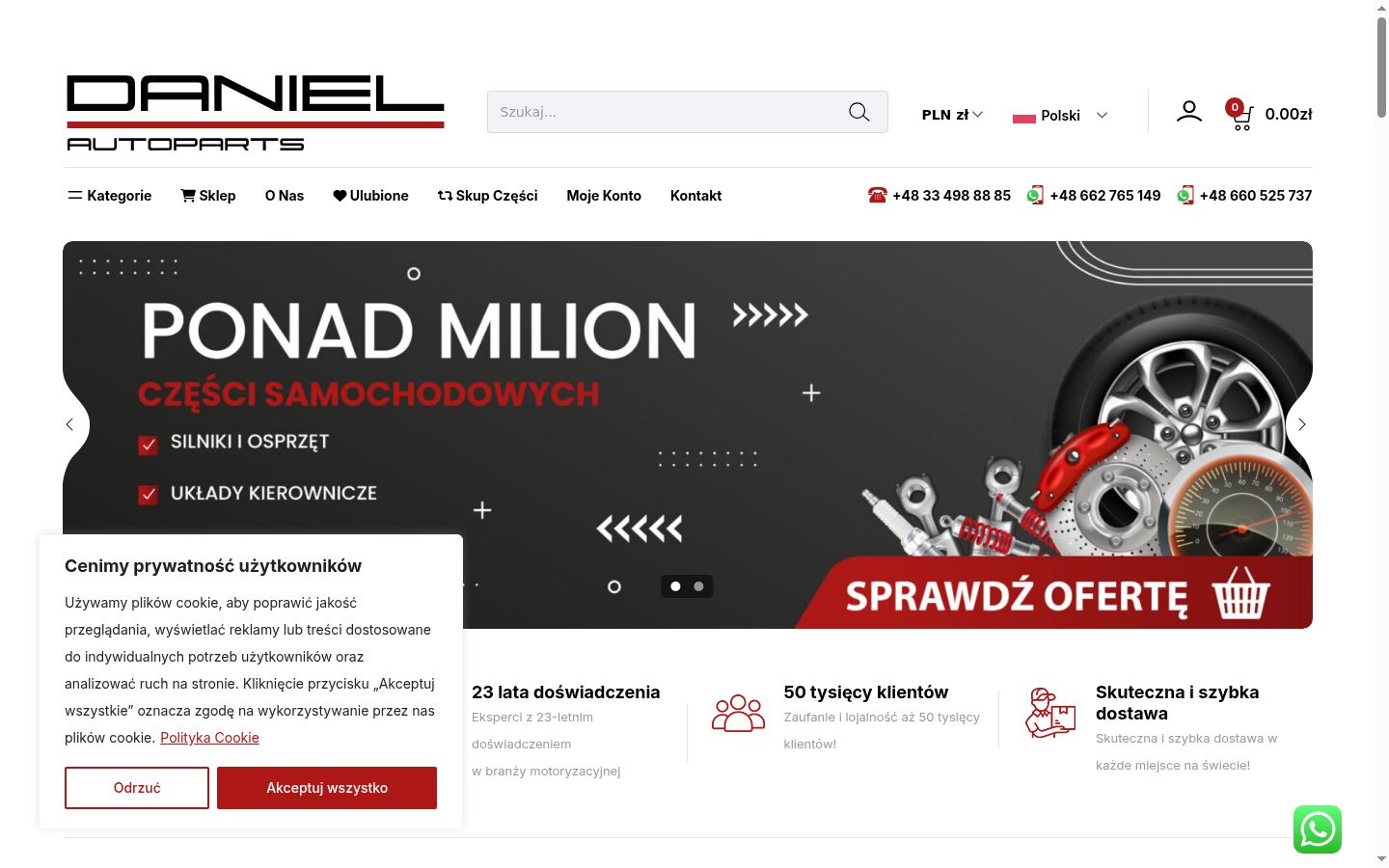 Zrzut ekranu banera zgody wyświetlanego przed jakąkolwiek interakcją