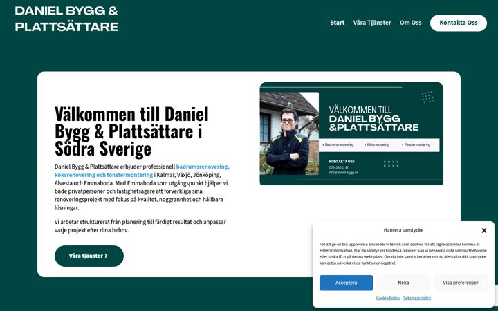 Screenshot di danielbyggplattsattning.se
