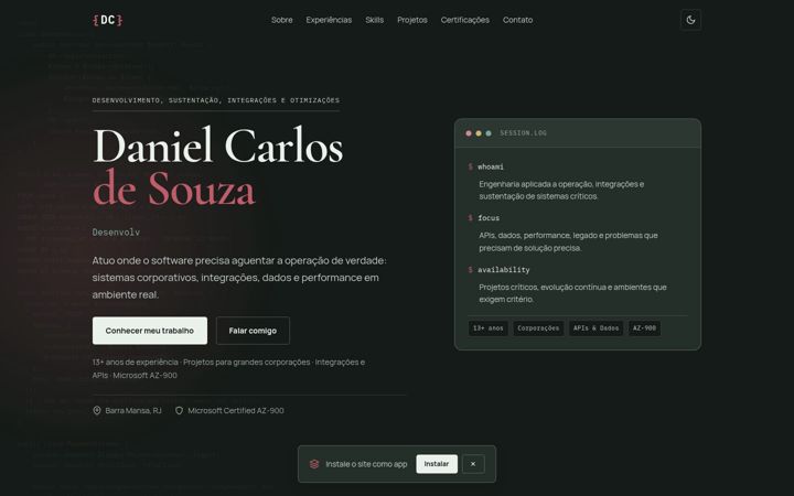 Skærmbillede af danielcarlos.dev.br