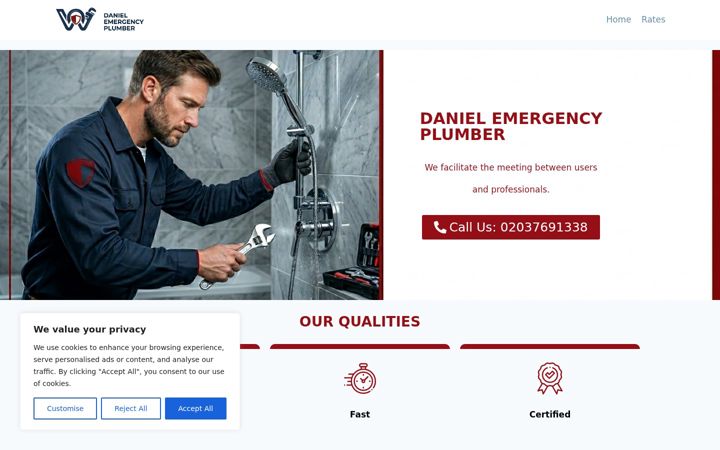 Screenshot of danielemergencyplumber.co.uk