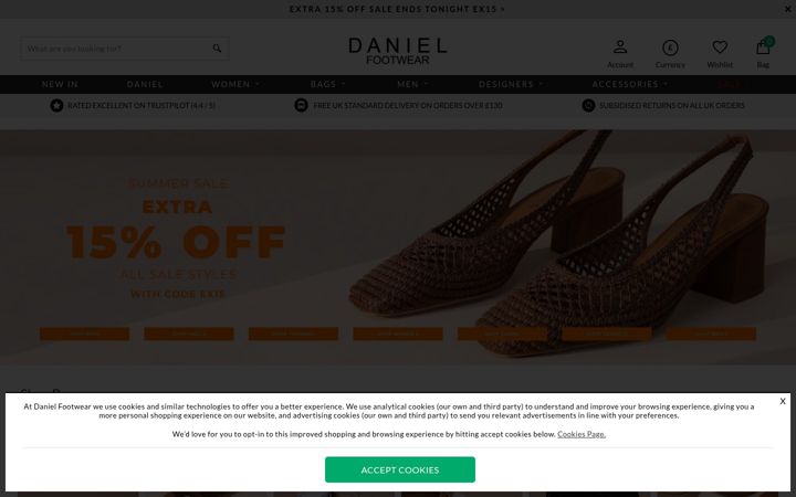 Screenshot of danielfootwear.com