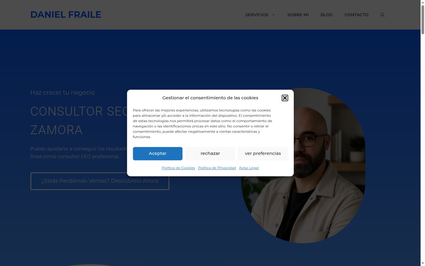 Screenshot del banner di consenso mostrato prima di qualsiasi interazione