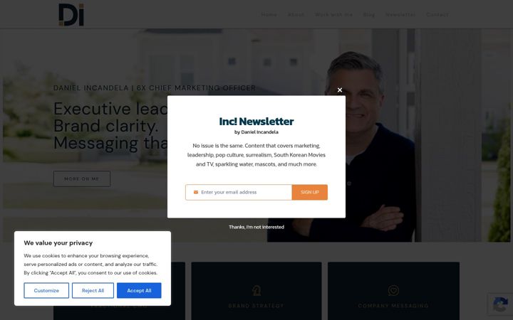 Screenshot of danielincandela.com