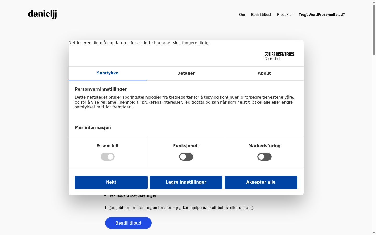 Screenshot of the consent banner shown before any interaction