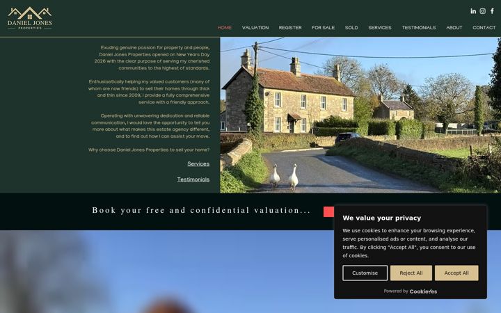 Screenshot of danieljonesproperties.co.uk