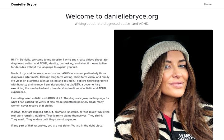 Snímek obrazovky daniellebryce.org