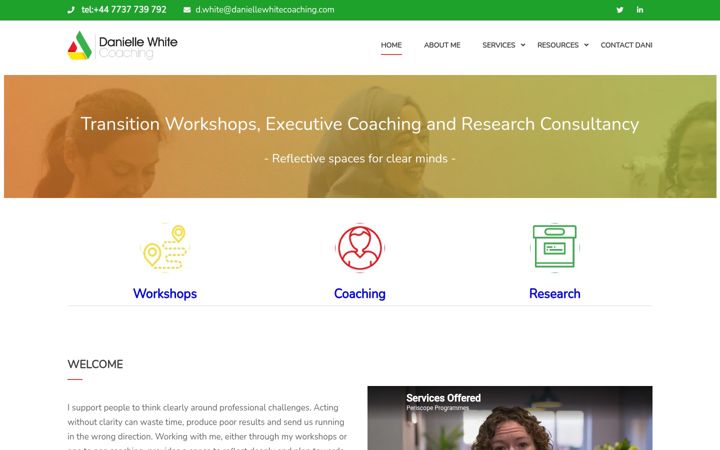 Screenshot of daniellewhitecoaching.com