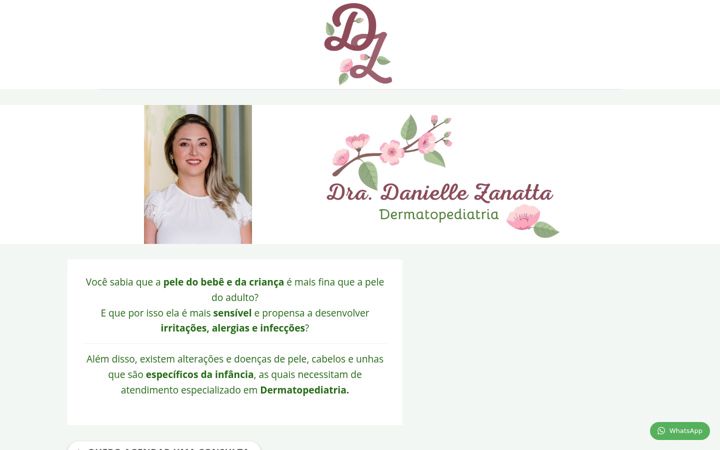 Screenshot stránky daniellezanatta.com.br