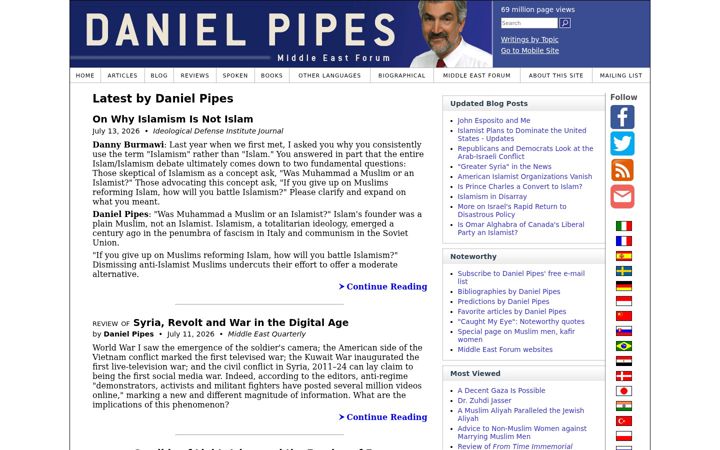 Screenshot of danielpipes.org